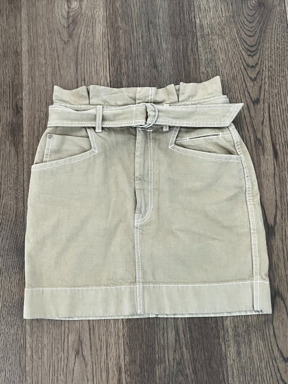 Zimmermann Olive Khaki Belted Mini Skirt, Size 1